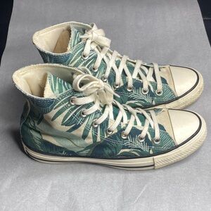 Converse Green Leaf Print High-Top Sneakers